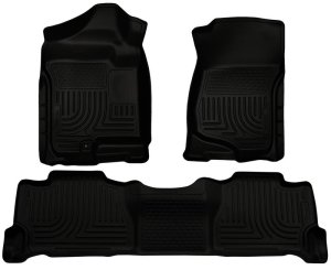 Cadillac Escalade Floor Liners - Front + 2nd Row - Husky Liners - WeatherBeater - Black - `07-`13